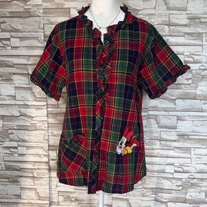 Mickey Unlimited Plaid Shirt with Minnie Mouse Embroidered Patch
